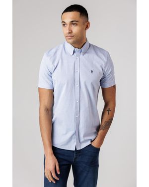 French Connection Cotton Short Sleeve Oxford Shirt - Blue