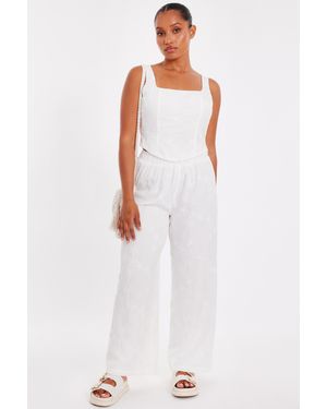 Quiz Petite Embroidered Trousers - White
