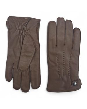 Infinity Leather Italian Warm Wool-Lined Winter Bike Riding Driving Casual Gloves - Brown