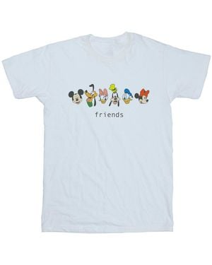 Disney Ladies Mickey Mouse And Friends Cotton Boyfriend T-Shirt - Blue