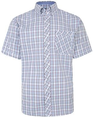 KAM Jeanswear Kam Big And Tall Check Half Sleeve Shirt - Blue