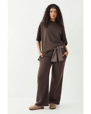 DSGN Studio Deep Waistband Wide Leg Jogger - Brown