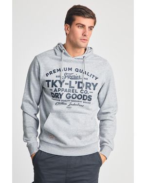 Tokyo Laundry Printed Hoody With Drawcord - Grey