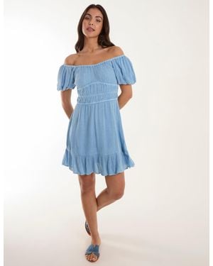 Blue Vanilla Puff Ball Mini Dress - Blue