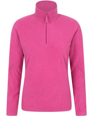 Mountain Warehouse 'Camber' Striped Fleece Top Half Zip Quick Dry Breathable Jumper - Pink