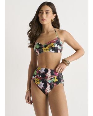 Gini London Multi Tropical Floral Twist Front Bikini Top - Multicolour
