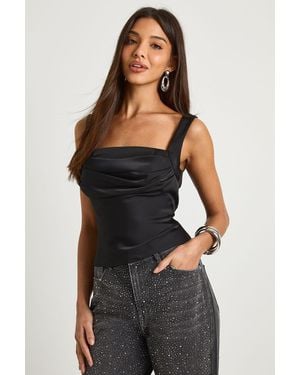 Boohoo Satin Corset Top - Black