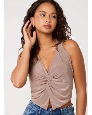 Pink Vanilla Knot Front Halter Top - Multicolour