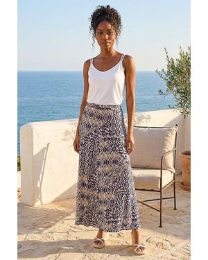Roman Abstract Print Midi Skirt - Blue