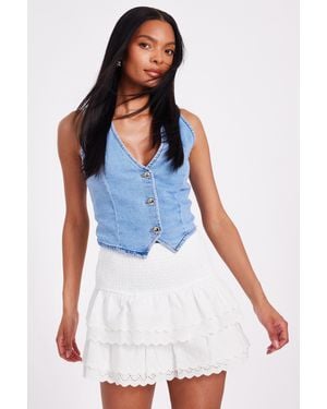 Quiz Embroidered Mini Skirt Cotton - White