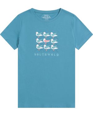Mountain Warehouse Regional Southwold Graphic Tee Crew Neck Breathable Everyday T-Shirt Cotton - Blue