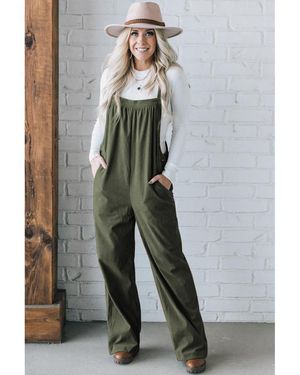 Azura Exchange Jungle Solid Pocketed Loose Fit Corduroy Overall - Multicolour