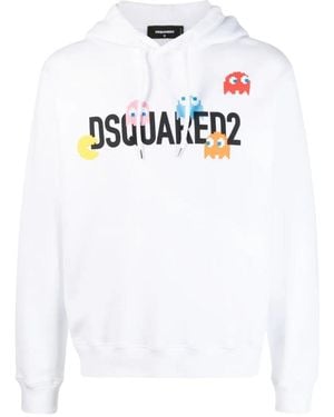 DSquared² Pac Cool Fit Hoodie Cotton - White