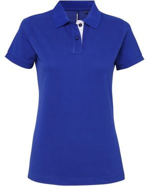 Asquith & Fox Ladies Short Sleeve Contrast Polo Shirt (Royal/ - Blue