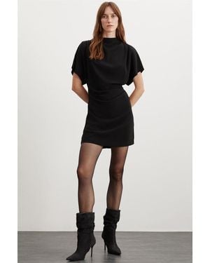 Grimelange Pleated Half Turtleneck Mini Dress - Black