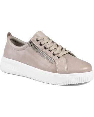 Jones Bootmaker Anara Zip & Lace Leather Trainers - Grey