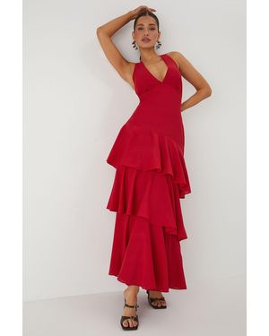 MissPap Tie Back Frill Layered Maxi Dress