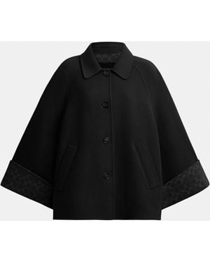 COACH Wool Swing Coat - Black