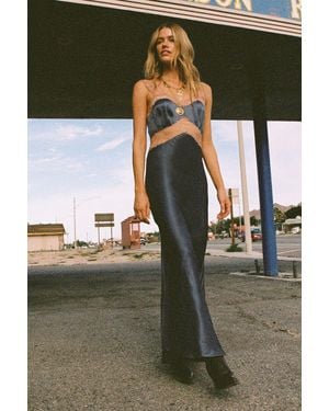 Nasty Gal Premium Satin Lace Trim Maxi Dress - Green