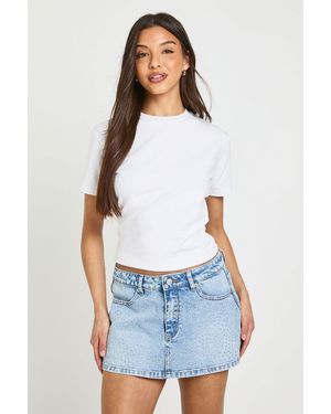 Boohoo Embellished Denim Skort - White