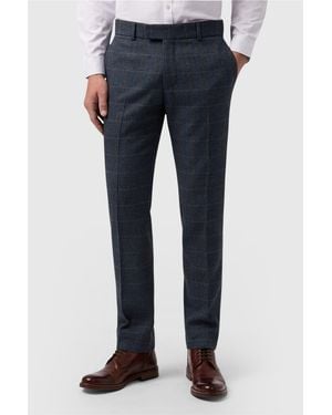 Antique Rogue Flat Fronted Slim Fit Suit Trousers - Blue