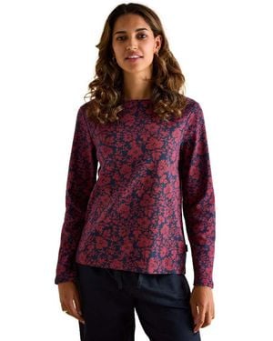 Joules Harbour Print Long Sleeve Top - Red