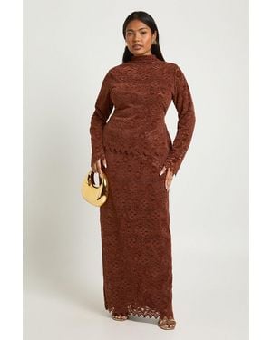 Boohoo Plus Premium Lace Maxi Skirt - Red