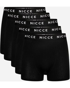 Nicce London 5-Pack Cotton Rich Boxer Briefs With Logo Waistband - Black