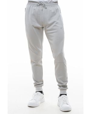 D Rock Jogger Drawstring Waist Ribbed Cuffs & Zipper Pockets - Grey