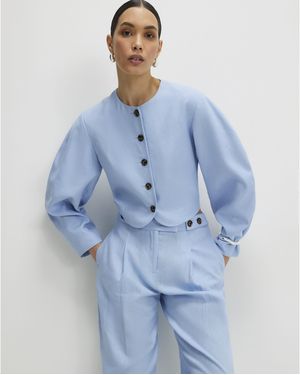 River Island Jacket Linen Blend Balloon Sleeve - Blue