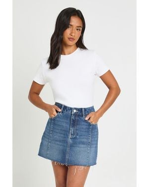 Boohoo Petite Seam Detail Mini Skirt - Blue