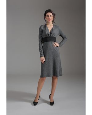 Conquista Long Sleeve Empire Line Dress - Grey