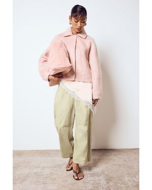 Boohoo Poplin Cropped Barrel Leg Trouser - Pink