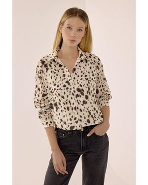 Hiccup Comfort Fit Animal Print Shirt - Natural