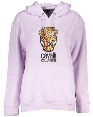 Roberto Cavalli Leopard Hoofd Hoodie Stijl Ca28853 - Paars