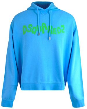 DSquared² Contrast Brand Logo Blauwe Hoodie