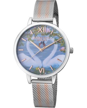 Johan Eric Knoppsvane Ss Watch With Photo Dial And Ss/ Mesh - Blue