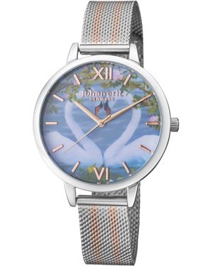 Johan Eric Knoppsvane Ss Watch With Photo Dial And Ss/ Mesh - Blue