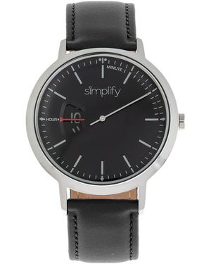 Simplify The 6500 Leather-Band Watch - Black