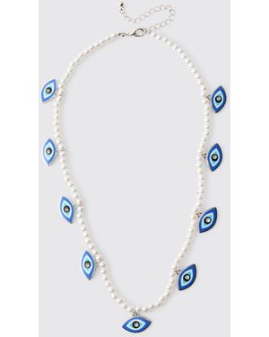 BoohooMAN Evil Eye Chain Necklace - Blue