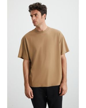 Grimelange Oversized Ribbed Crew Neck T-Shirt - Natural
