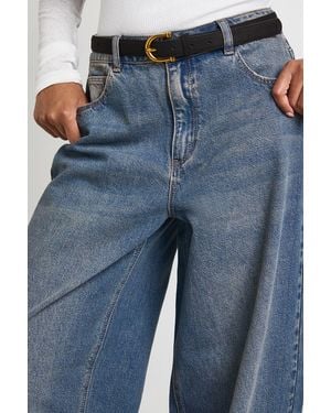 Boohoo Faux Suede D Buckle Belt - Blue