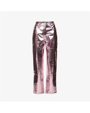 Amy Lynn Amylynn Lupe Metallic Patterned Straight Trousers - Red