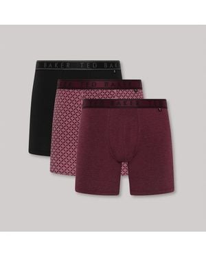 Ted Baker 3-Pack Cotton Boxer Briefs /Charix/Fig - Red