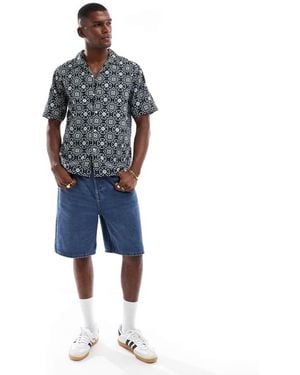 Only & Sons Revere Collar Shirt With Tile Paisley Print - Blue