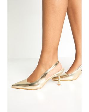 Boohoo Slingback Pointed Low Stiletto Court Heels - White