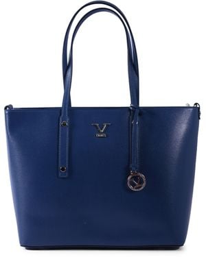 Versace 19.69 Abbigliamento Sportivo Leather Saffiano Jeans Handbag - Blue