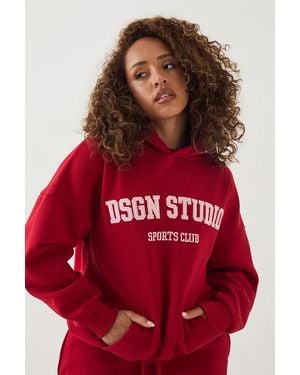 DSGN Studio Applique Oversized Hoodie - Red