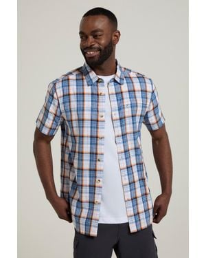 Mountain Warehouse 'Holiday' Cotton Shirt Buttoned Breathable Summer Top - Blue