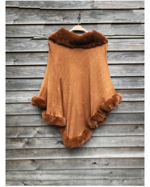 Jayley Faux Fur Trim Poncho - Grey